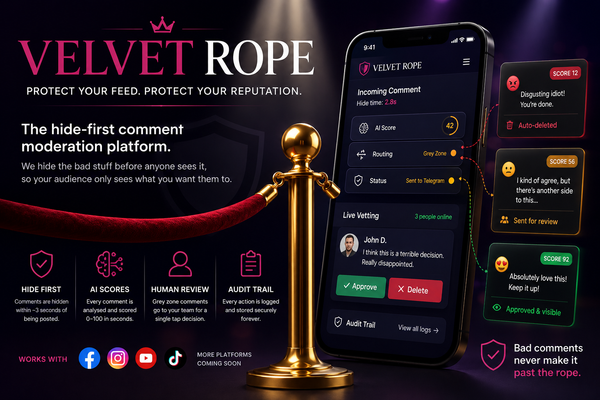 Velvet Rope: The Comment Moderation Platform That Protects Your Feed Before Anyone Sees a Thing